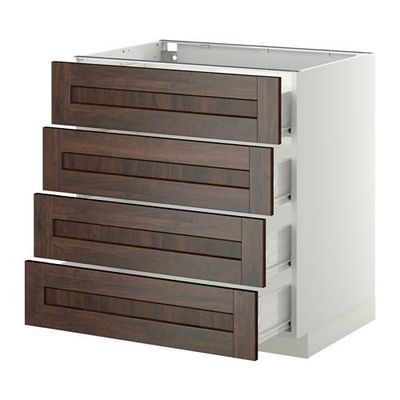 МЕТОД / ФОРВАРА Напольн шкаф 4 фронт панели/4 ящика - 80x60 см, Эдсерум под дерево коричневый, белый МЕТОД / ФОРВАРА Напольн шкаф 4 фронт панели/4 ящика - 80x60 см, Эдсерум под дерево коричневый, белый