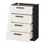 МЕТОД / ФОРВАРА Напольн шкаф 4 фронт панели/4 ящика - 60x37 см, Мэрста белый, под дерево черный