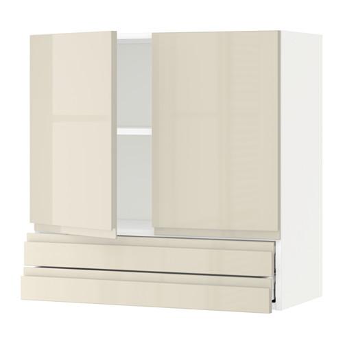 МЕТОД / МАКСИМЕРА Навесной шкаф/2дверцы/2ящика - белый, Воксторп глянцевый светло-бежевый, 80x80 см МЕТОД / МАКСИМЕРА Навесной шкаф/2дверцы/2ящика - белый, Воксторп глянцевый светло-бежевый, 80x80 см