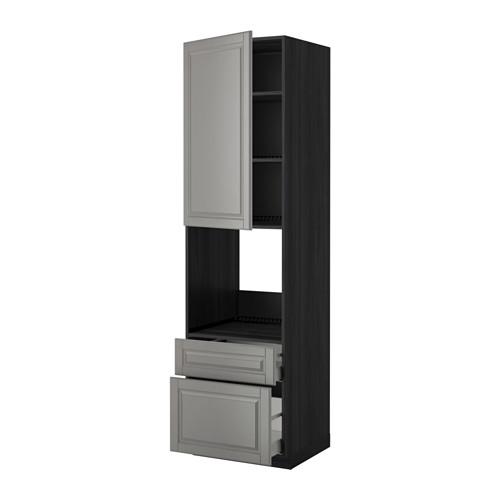 МЕТОД / МАКСИМЕРА Высок шкаф д духов+дверь/2 ящика - под дерево черный, Будбин серый, 60x60x220 см