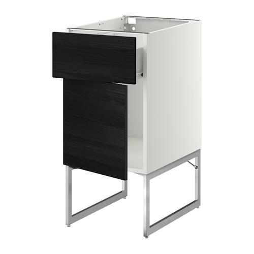 МЕТОД / ФОРВАРА Напольный шкаф с ящиком/дверью - 40x60x60 см, Тингсрид под дерево черный, белый