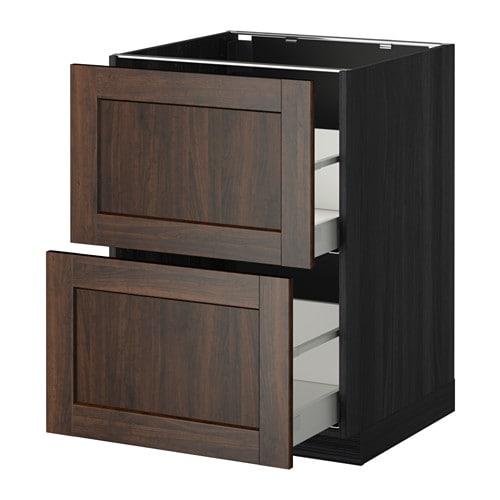 МЕТОД / МАКСИМЕРА Напольн шкаф 2фрнт/2выс ящ - под дерево черный, Эдсерум под дерево коричневый, 60x60 см