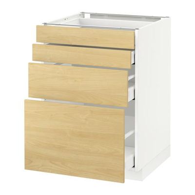 МЕТОД / МАКСИМЕРА Напольн шкаф 4 фронт панели/4 ящика - 60x60 см, Тингсрид под березу, белый МЕТОД / МАКСИМЕРА Напольн шкаф 4 фронт панели/4 ящика - 60x60 см, Тингсрид под березу, белый