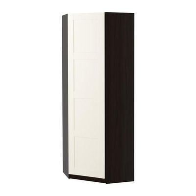 ПАКС Гардероб угловой - Бергсбу белый, черно-коричневый, 73/73x201 см, ПАКС Гардероб угловой - Бергсбу белый, черно-коричневый, 73/73x201 см,