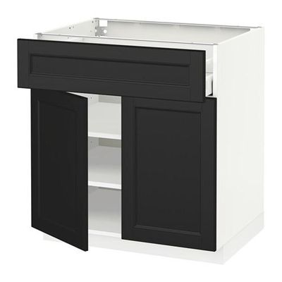 МЕТОД / МАКСИМЕРА Напольный шкаф+ящик/2дверцы - 80x60 см, Лаксарби черно-коричневый, белый МЕТОД / МАКСИМЕРА Напольный шкаф+ящик/2дверцы - 80x60 см, Лаксарби черно-коричневый, белый