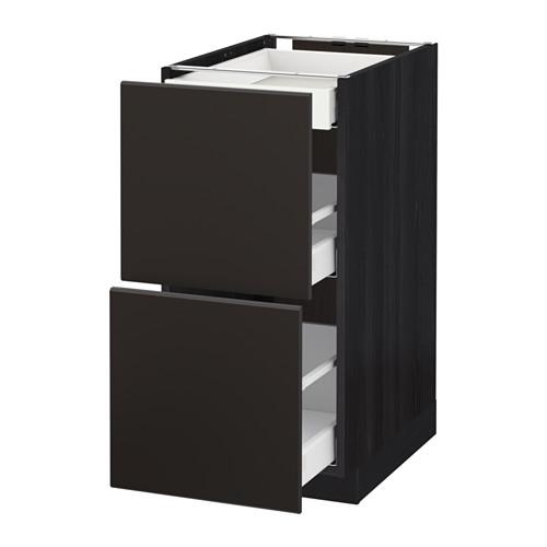 МЕТОД / МАКСИМЕРА Напольный шкаф/2фасада/3ящика - под дерево черный, Кунгсбакка антрацит, 40x60 см МЕТОД / МАКСИМЕРА Напольный шкаф/2фасада/3ящика - под дерево черный, Кунгсбакка антрацит, 40x60 см