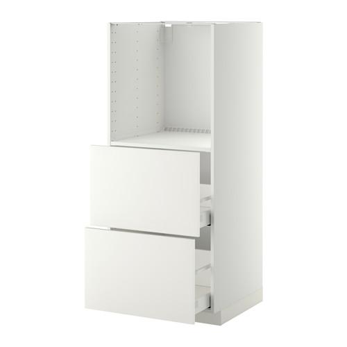 МЕТОД / МАКСИМЕРА Высокий шкаф с 2 ящиками д/духовки - Хэггеби белый, белый