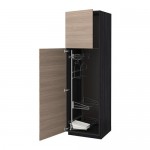 МЕТОД Выс шк с отд д/акс д/убрк - под дерево черный, Брокхульт под грецкий орех светло-серый, 60x60x200 см