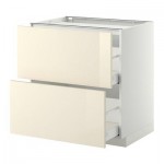 МЕТОД / МАКСИМЕРА Напольн шкаф/2фронт пнл/3ящика - 80x60 см, Рингульт глянцевый кремовый, белый