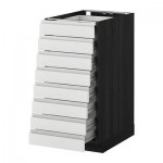 МЕТОД / ФОРВАРА Наполн шкаф 8 фронт/8 низк ящиков - 40x60 см, Нодста белый/алюминий, под дерево черный МЕТОД / ФОРВАРА Наполн шкаф 8 фронт/8 низк ящиков - 40x60 см, Нодста белый/алюминий, под дерево черный