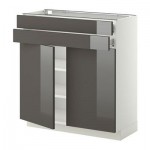 МЕТОД / ФОРВАРА Напольный шкаф/2дверцы/2ящика - Рингульт глянцевый серый, белый МЕТОД / ФОРВАРА Напольный шкаф/2дверцы/2ящика - Рингульт глянцевый серый, белый
