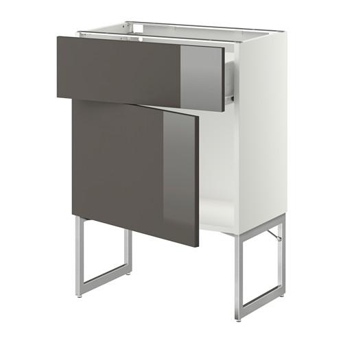 МЕТОД / ФОРВАРА Напольный шкаф с ящиком/дверью - 60x37x60 см, Рингульт глянцевый серый, белый МЕТОД / ФОРВАРА Напольный шкаф с ящиком/дверью - 60x37x60 см, Рингульт глянцевый серый, белый
