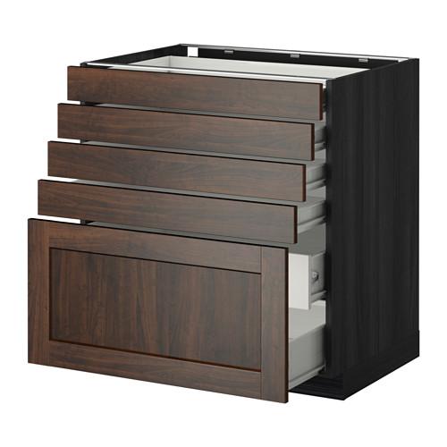 МЕТОД / ФОРВАРА Нплн шк 5фронт/4нзк/2срд ящ - под дерево черный, Эдсерум под дерево коричневый, 80x60 см