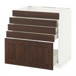 МЕТОД / ФОРВАРА Напольн шк д/вар панели/5фасад/4ящ - 80x60 см, Эдсерум под дерево коричневый, белый