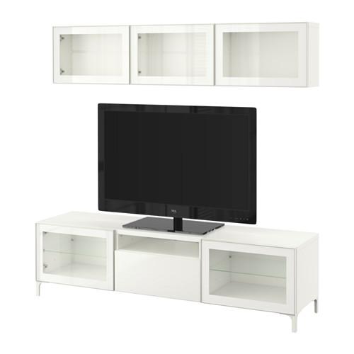 БЕСТО Шкаф для ТВ, комбин/стеклян дверцы - белый/Сельсвикен глянцевый/белый прозрачное стекло, направляющие ящика, плавно закр БЕСТО Шкаф для ТВ, комбин/стеклян дверцы - белый/Сельсвикен глянцевый/белый прозрачное стекло, направляющие ящика, плавно закр