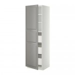 МЕТОД / МАКСИМЕРА Высокий шкаф с ящиками - белый, Будбин серый, 60x60x200 см