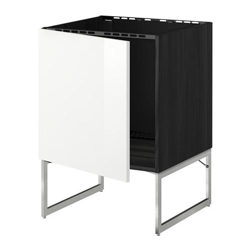 МЕТОД Напольный шкаф для раковины - под дерево черный, Рингульт глянцевый белый