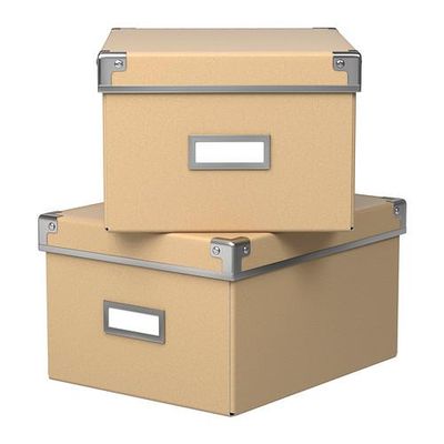 КАССЕТ Коробка с крышкой - естественный, 21x26x15 см КАССЕТ Коробка с крышкой - естественный, 21x26x15 см