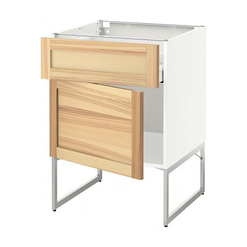 МЕТОД / МАКСИМЕРА Напольный шкаф с ящиком/дверью - белый, Торхэмн естественный ясень, 60x60x60 см