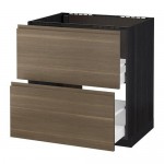 МЕТОД / МАКСИМЕРА Напольн шк п-мойку+2фрнт пнл/2 ящ - под дерево черный, Воксторп под грецкий орех, 80x60 см