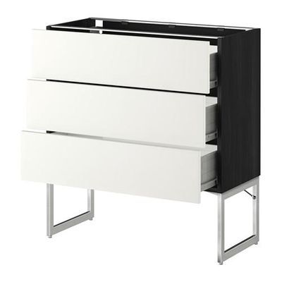 МЕТОД / ФОРВАРА Нплн шк 3 фрнт/3 средн ящика - 80x37x60 см, Хэггеби белый, под дерево черный МЕТОД / ФОРВАРА Нплн шк 3 фрнт/3 средн ящика - 80x37x60 см, Хэггеби белый, под дерево черный