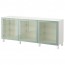 БЕСТО Комбинация для хранения с дверцами - белый Глассвик/глянцевый/серо-зеленый светлый прозрачное стекло