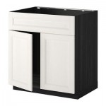 МЕТОД Напольн шкаф п-мойку 2 двр/фрн пнл - Лаксарби белый, под дерево черный МЕТОД Напольн шкаф п-мойку 2 двр/фрн пнл - Лаксарби белый, под дерево черный