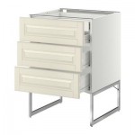 МЕТОД / ФОРВАРА Напольн шкаф 3фронт пнл/2низ/2ср ящ - 60x60x60 см, Будбин белый с оттенком, белый