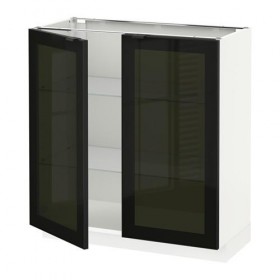 МЕТОД Напольный шкаф с 2 стекл дверцами - белый, 80x37x80 см