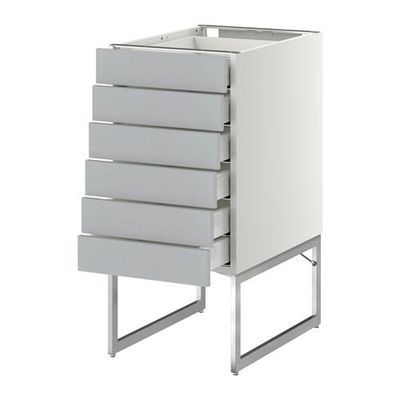 МЕТОД / МАКСИМЕРА Напольн шкаф 6фронт пнл/6 низ ящ - 40x60x60 см, Веддинге серый, белый