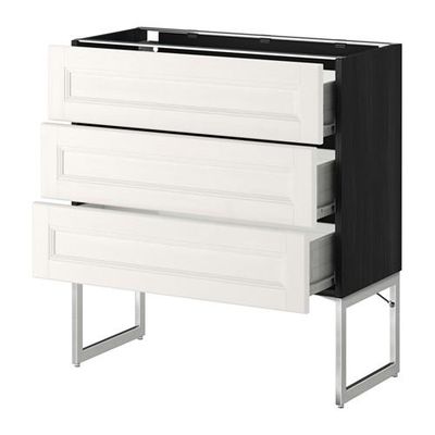 МЕТОД / ФОРВАРА Нплн шк 3 фрнт/3 средн ящика - 80x37x60 см, Лаксарби белый, под дерево черный МЕТОД / ФОРВАРА Нплн шк 3 фрнт/3 средн ящика - 80x37x60 см, Лаксарби белый, под дерево черный