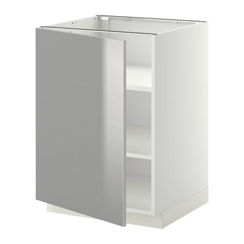 METOD напольный шкаф с полками белый/Гревста нержавеющ сталь 60x61.8x88 cm
