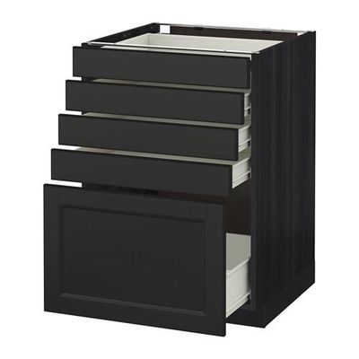 МЕТОД / ФОРВАРА Напольный шкаф с 5 ящиками - 60x60 см, Лаксарби черно-коричневый, под дерево черный
