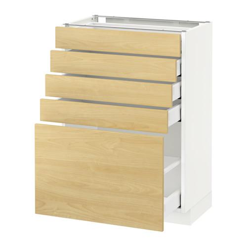 МЕТОД / МАКСИМЕРА Напольный шкаф с 5 ящиками - 60x37 см, Тингсрид под березу, белый МЕТОД / МАКСИМЕРА Напольный шкаф с 5 ящиками - 60x37 см, Тингсрид под березу, белый