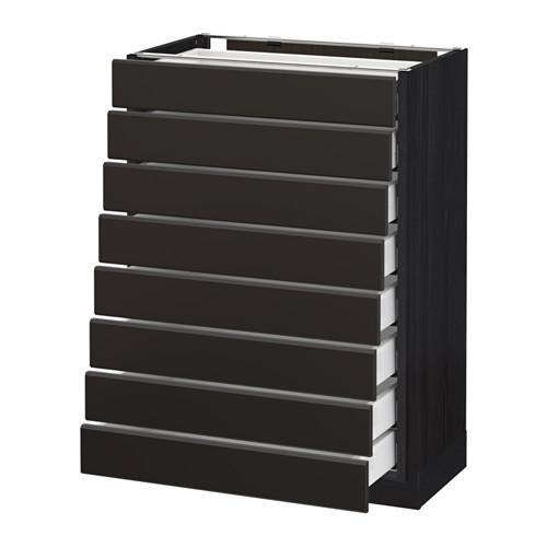 МЕТОД / МАКСИМЕРА Наполн шкаф 8 фронт/8 низк ящиков - под дерево черный, Кунгсбакка антрацит, 60x37 см МЕТОД / МАКСИМЕРА Наполн шкаф 8 фронт/8 низк ящиков - под дерево черный, Кунгсбакка антрацит, 60x37 см