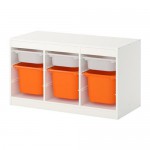 ТРУФАСТ Комбинация д/хранения+контейнерами - белый/оранжевый