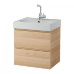 ГОДМОРГОН / БРОВИКЕН Шкаф для раковины с 2 ящ - под беленый дуб/светло-серый