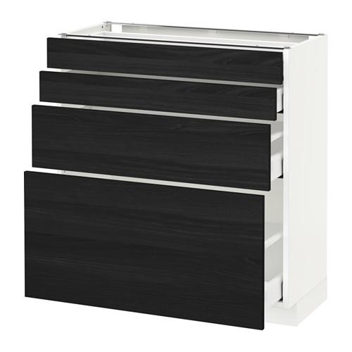 МЕТОД / МАКСИМЕРА Напольн шкаф 4 фронт панели/4 ящика - белый, Тингсрид под дерево черный, 80x37 см МЕТОД / МАКСИМЕРА Напольн шкаф 4 фронт панели/4 ящика - белый, Тингсрид под дерево черный, 80x37 см
