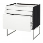 МЕТОД / МАКСИМЕРА Напольн шкаф 3фронт пнл/2низ/2ср ящ - под дерево черный, Воксторп белый, 80x60x60 см МЕТОД / МАКСИМЕРА Напольн шкаф 3фронт пнл/2низ/2ср ящ - под дерево черный, Воксторп белый, 80x60x60 см