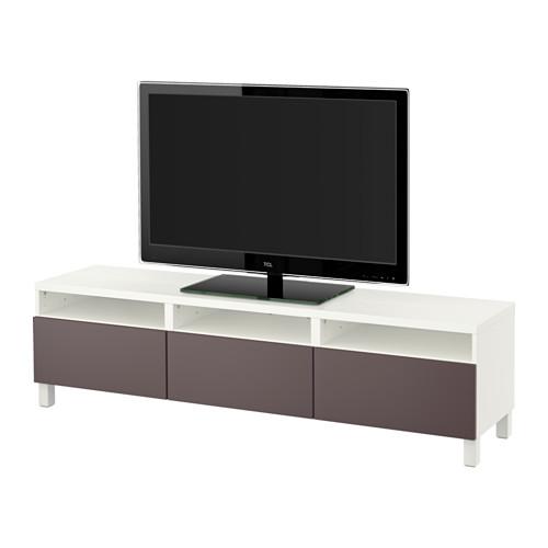 БЕСТО Тумба д/ТВ с ящиками - белый/Вальвикен темно-коричневый, направляющие ящика, плавно закр БЕСТО Тумба д/ТВ с ящиками - белый/Вальвикен темно-коричневый, направляющие ящика, плавно закр