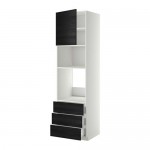 МЕТОД / ФОРВАРА Высок шкаф д/духовки/СВЧ/дверца/3ящ - белый, Тингсрид под дерево черный