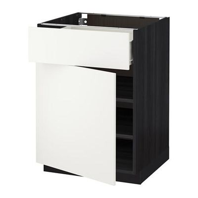 МЕТОД / ФОРВАРА Напольный шкаф с ящиком/дверью - 60x60 см, Хэггеби белый, под дерево черный