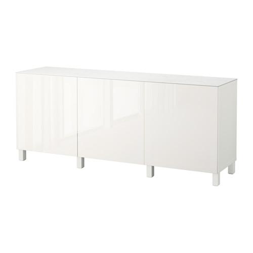 БЕСТО Комбинация для хранения с дверцами - белый/Сельсвикен глянцевый/белый