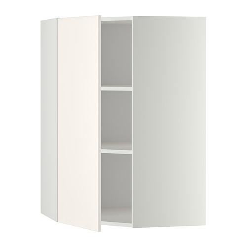 METOD угловой навесной шкаф с полками белый/Веддинге белый 67.5x67.5x100 cm