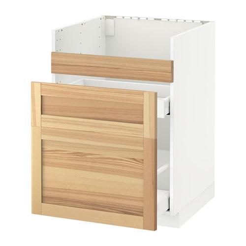 МЕТОД Напол шк д/мойки ХАВСЕН/3фасада/2ящ - белый, Торхэмн естественный ясень, 60x60 см МЕТОД Напол шк д/мойки ХАВСЕН/3фасада/2ящ - белый, Торхэмн естественный ясень, 60x60 см