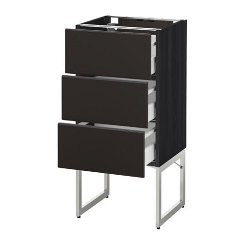 МЕТОД / МАКСИМЕРА Нплн шк 3 фрнт/3 средн ящика - под дерево черный, Кунгсбакка антрацит, 40x37x60 см МЕТОД / МАКСИМЕРА Нплн шк 3 фрнт/3 средн ящика - под дерево черный, Кунгсбакка антрацит, 40x37x60 см