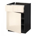 МЕТОД / ФОРВАРА Напольный шкаф с ящиком/дверью - 60x60 см, Рингульт глянцевый кремовый, под дерево черный МЕТОД / ФОРВАРА Напольный шкаф с ящиком/дверью - 60x60 см, Рингульт глянцевый кремовый, под дерево черный