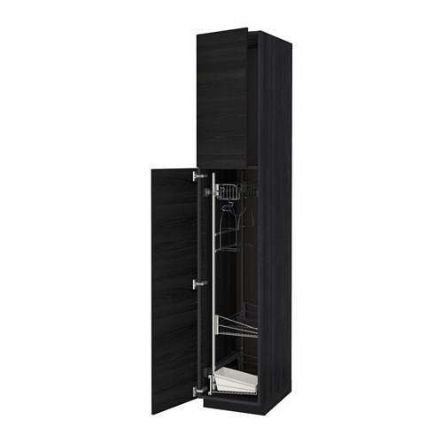 МЕТОД Выс шк с отд д/акс д/убрк - под дерево черный, Тингсрид под дерево черный, 40x60x220 см