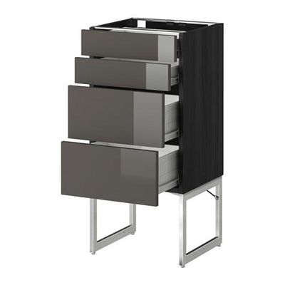 МЕТОД / ФОРВАРА Нплн шк 4 фронт/2 низк/2средн ящ - 40x37x60 см, Рингульт глянцевый серый, под дерево черный МЕТОД / ФОРВАРА Нплн шк 4 фронт/2 низк/2средн ящ - 40x37x60 см, Рингульт глянцевый серый, под дерево черный