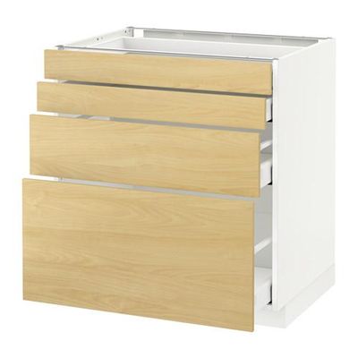 МЕТОД / МАКСИМЕРА Напольн шкаф 4 фронт панели/4 ящика - 80x60 см, Тингсрид под березу, белый МЕТОД / МАКСИМЕРА Напольн шкаф 4 фронт панели/4 ящика - 80x60 см, Тингсрид под березу, белый